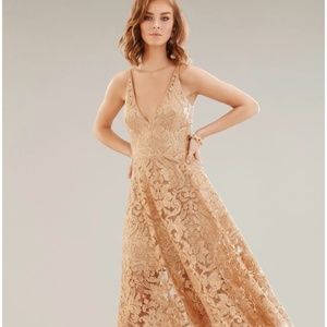 Dress the Population Blair Embellished Dress XS in Gold / Nude